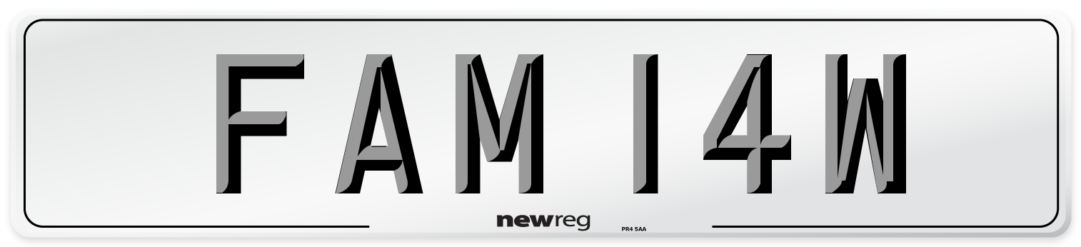 FAM 14W Number Plate from New Reg